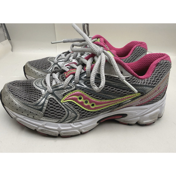 Saucony Women's Cohesion 6 Running Shoes Sneakers Size 7 Gray Pink Neon *USED... - Picture 1 of 16